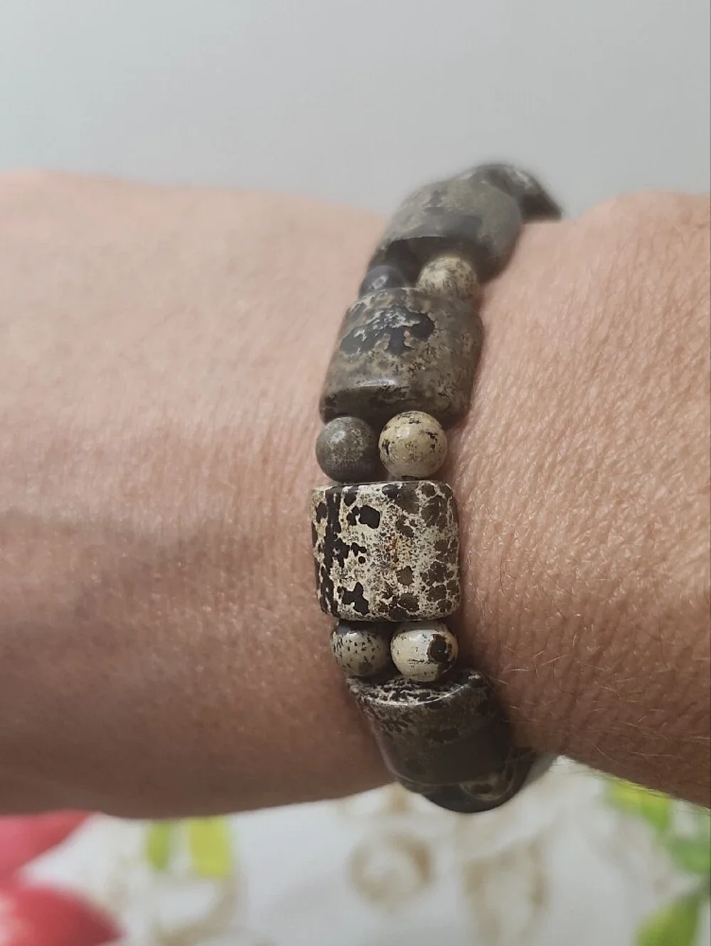 Neutral Brown Beaded Stretch Bracelet